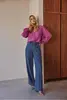 Wide leg jeans met koordsluiting