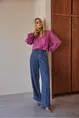 Wide leg jeans met koordsluiting