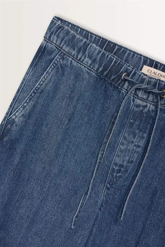 Wide leg jeans met koordsluiting