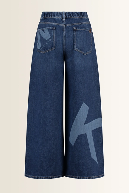 Wide leg jeans met maxi-logo Vortice Max Mara Weekend
