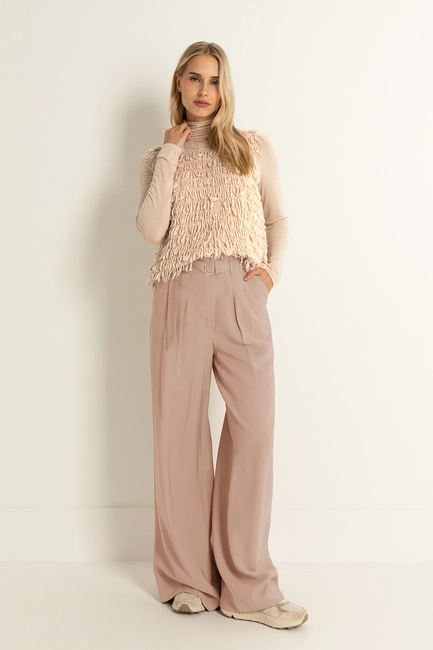 Wide leg pantalon buckle-riem