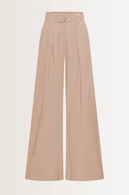Wide leg pantalon buckle-riem