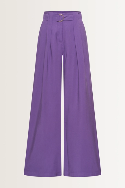 Wide leg pantalon buckle-riem