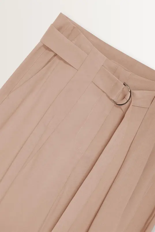Wide leg pantalon buckle-riem
