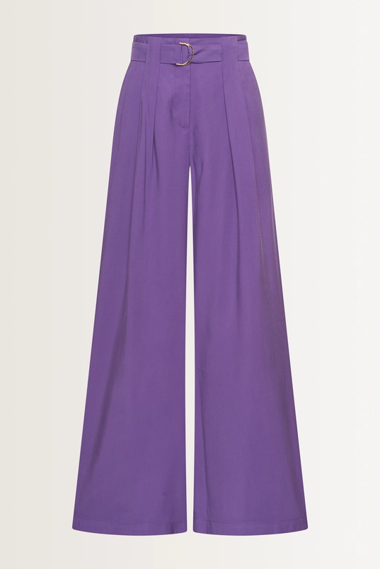 Wide leg pantalon buckle-riem
