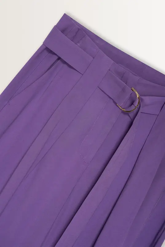 Wide leg pantalon buckle-riem
