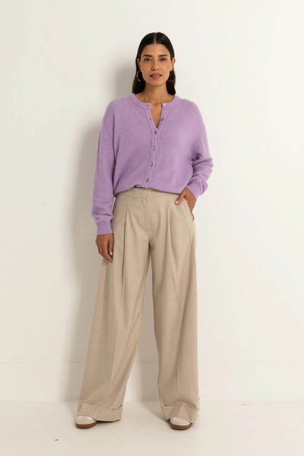 Wide leg pantalon met omgeslagen zoom