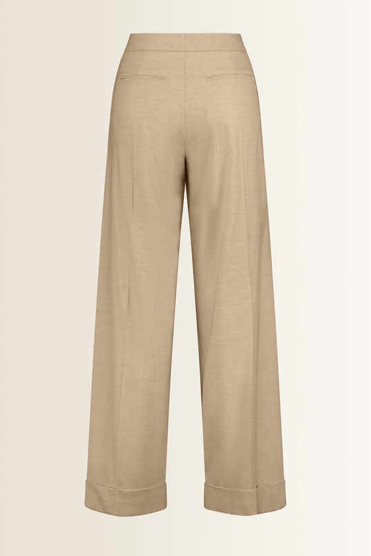 Wide leg pantalon met omgeslagen zoom