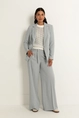 Wide leg pantalon met subtiele lurexweefsel
