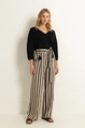 Wide leg streepdessin broek