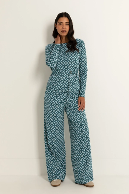 Wide leg travel broek met print