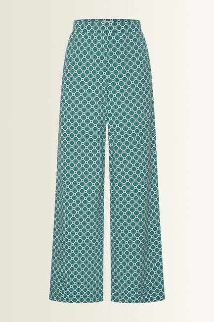 Wide leg travel broek met print