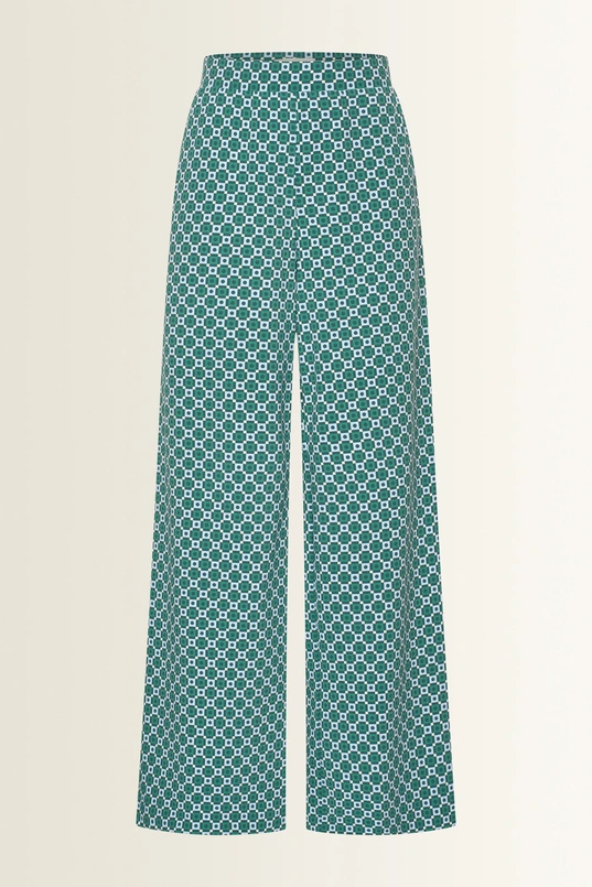 Wide leg travel broek met print