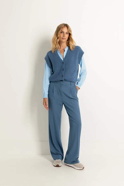 Wijde bandplooi pantalon