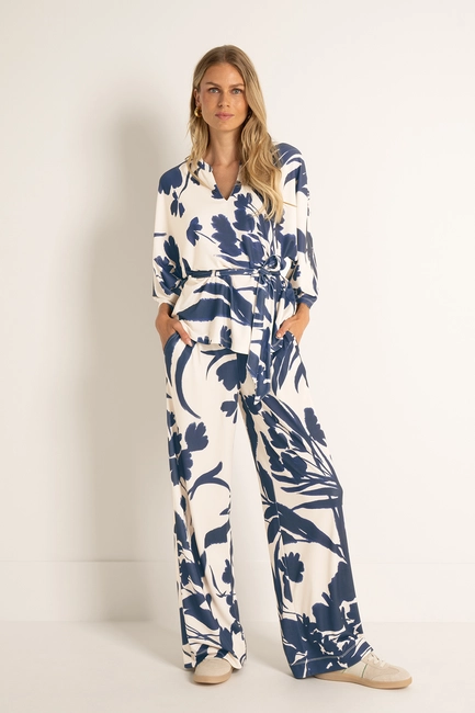 Wijde broek met aquarel bloemenprint