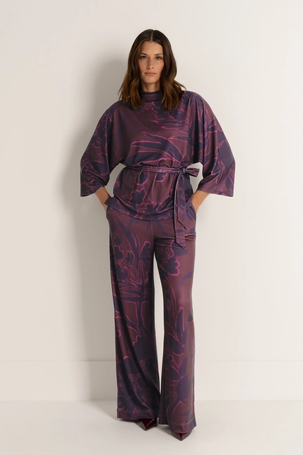 Wijde broek met aquarel bloemenprint