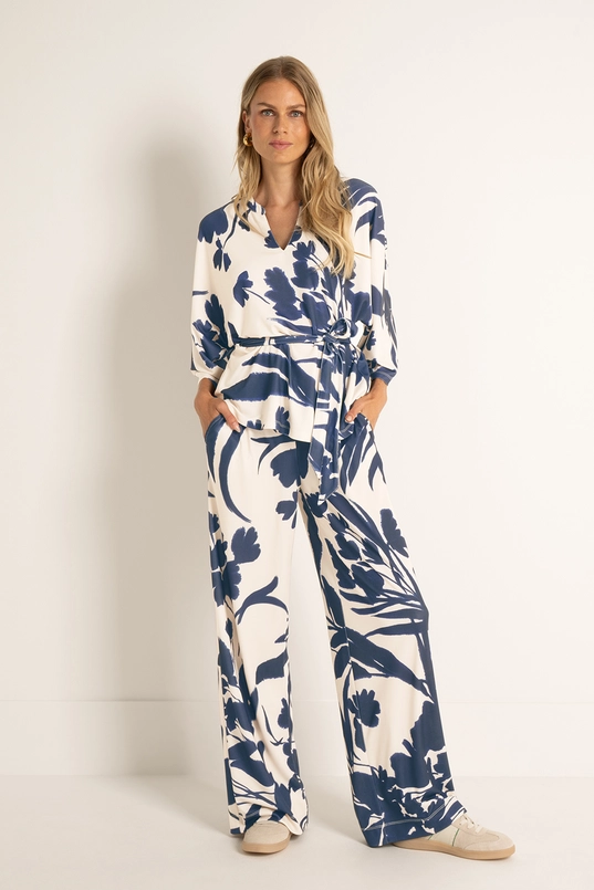 Wijde broek met aquarel bloemenprint