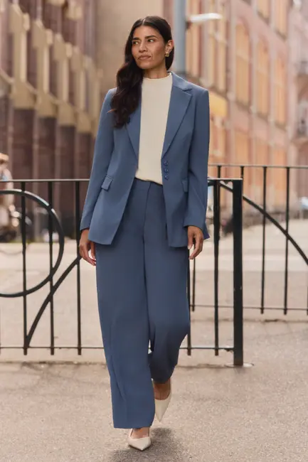 Wijde pantalon van kreukarme crêpe