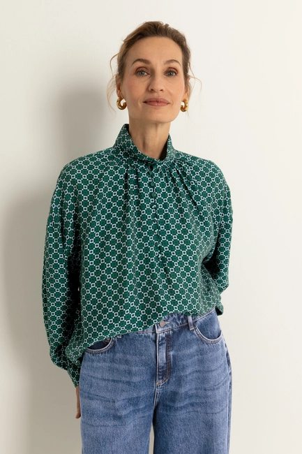 Wijdvallende blouse met grafische print