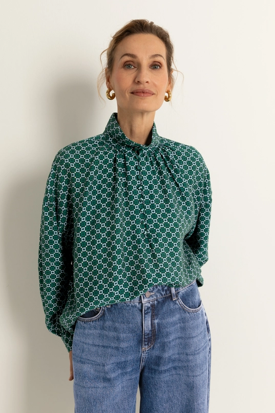 Wijdvallende blouse met grafische print