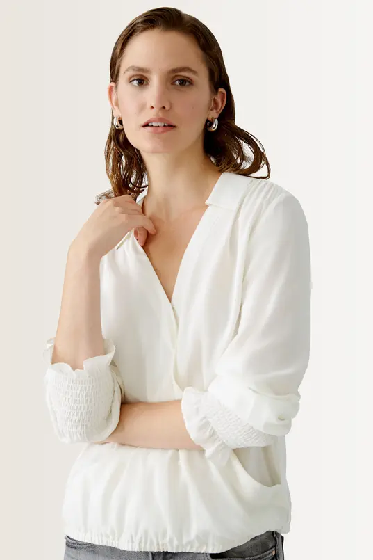Wikkelblouse met smokdetails OUI