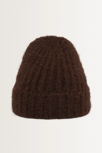 Wolblend beanie met omslag