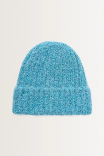 Wolblend beanie met omslag