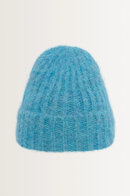 Wolblend beanie met omslag