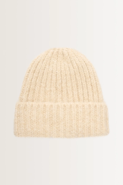 Wolblend beanie met omslag