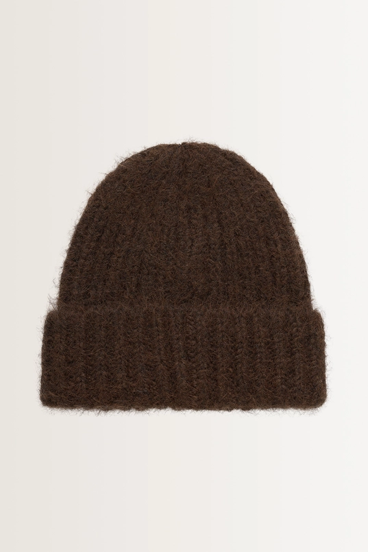 Wolblend beanie met omslag