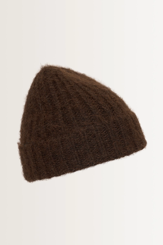 Wolblend beanie met omslag