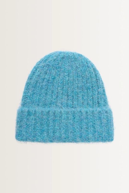 Wolblend beanie met omslag