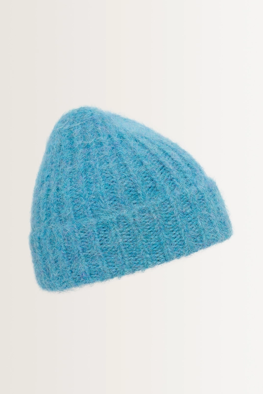 Wolblend beanie met omslag