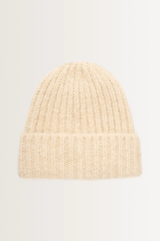 Wolblend beanie met omslag