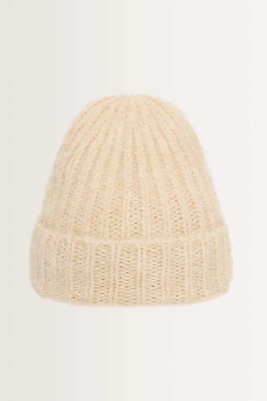 Wolblend beanie met omslag