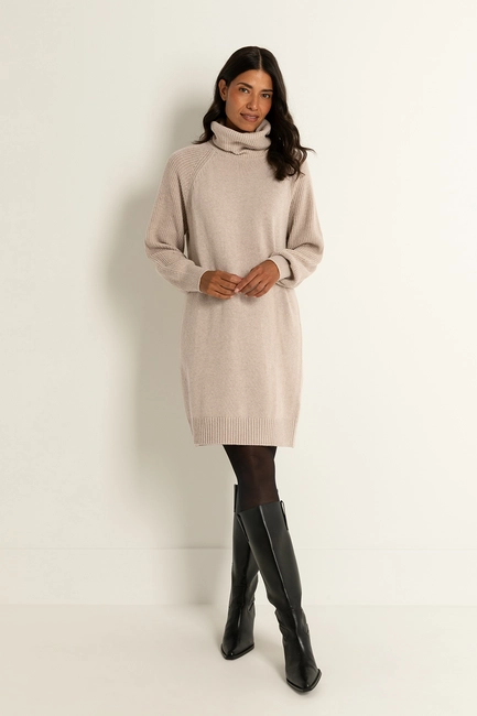 Wolblend jurk met colkraag