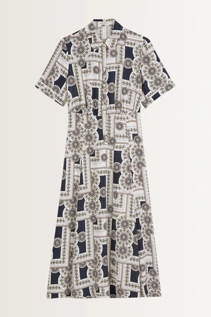 Woven dress, short sleeves, collar,