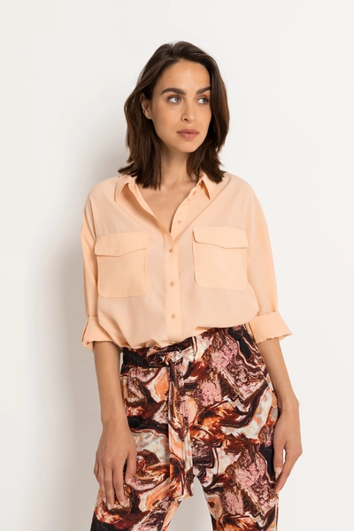 Zijdemix overhemdblouse
